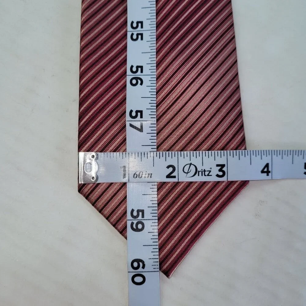 Kenneth Cole Reaction Tie‎ Mens Necktie Red Stripe Silk Handmade Office Preppy - Picture 6 of 7